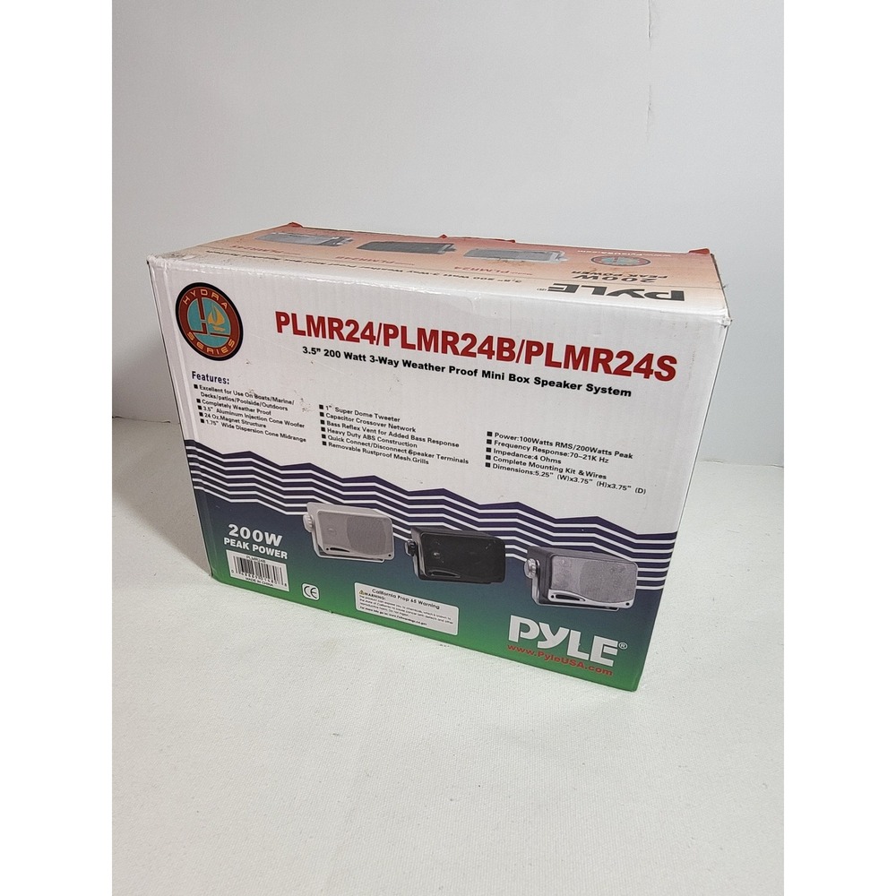 Pyle Hydra PLMR24 3.5in 200W 3-Way Weatherproof Marine Mini Box Speakers White